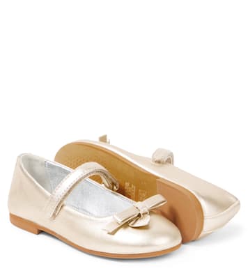 Ballerine Mary Jane in pelle con fiocco | Monnalisa