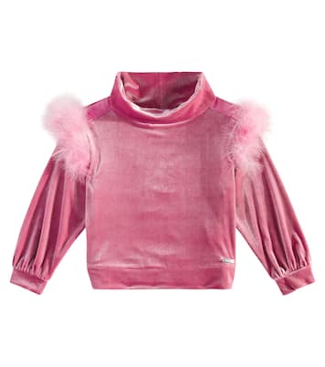 Sudadera con ribete de plumas | Monnalisa