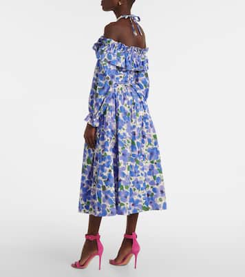 Jupe midi en coton mélangé à fleurs | Carolina Herrera
