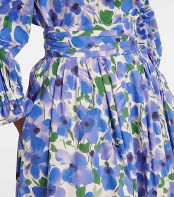 Jupe midi en coton mélangé à fleurs | Carolina Herrera