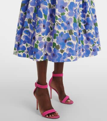 Jupe midi en coton mélangé à fleurs | Carolina Herrera