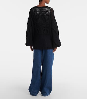 Anagram open-knit mohair-blend cardigan | Loewe