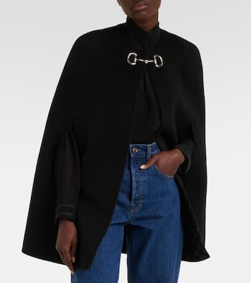 Mantella Horsebit in lana e seta | Gucci
