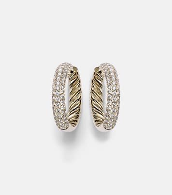 DY Mercer® 18kt gold hoop earrings with diamonds | David Yurman