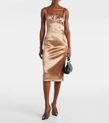 Pleated satin midi dress | Dolce&Gabbana