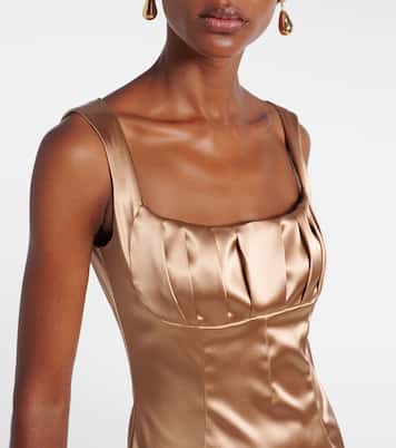 Pleated satin midi dress | Dolce&Gabbana