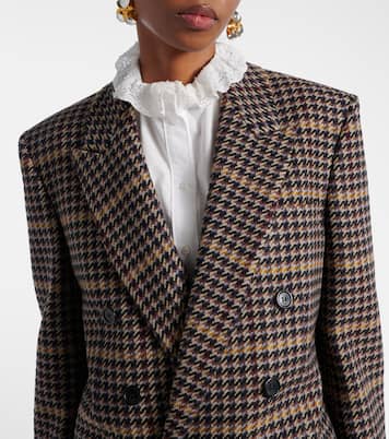 Checked double-breasted wool blazer | Saint Laurent