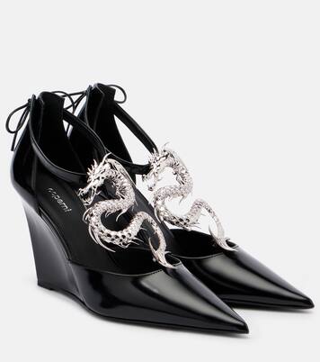 Dragon embellished leather wedge pumps | Coperni