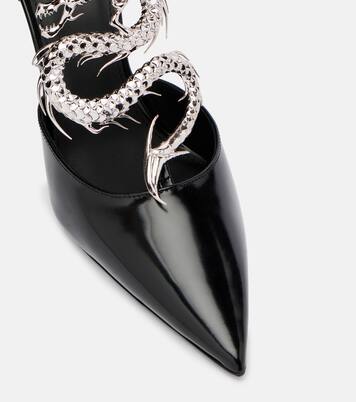 Dragon embellished leather wedge pumps | Coperni