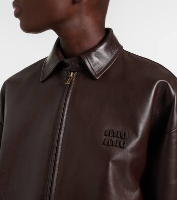 Chaqueta de piel con logo | Miu Miu