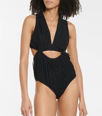 Cutout mesh and stretch-jersey bodysuit | Rick Owens