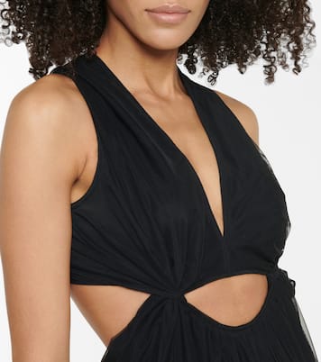 Cutout mesh and stretch-jersey bodysuit | Rick Owens