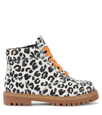 Tia leopard-print leather combat boots | Sophia Webster Mini