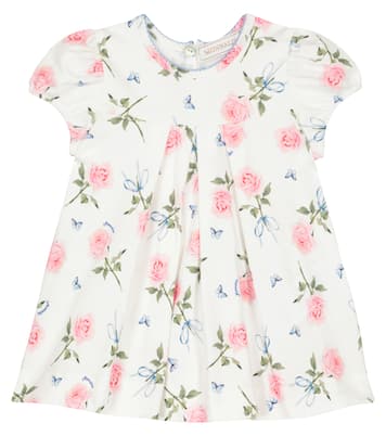 Bebé - vestido de algodón con estampado de rosas | Monnalisa
