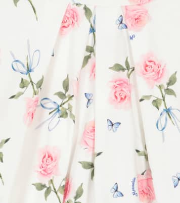 Bebé - vestido de algodón con estampado de rosas | Monnalisa