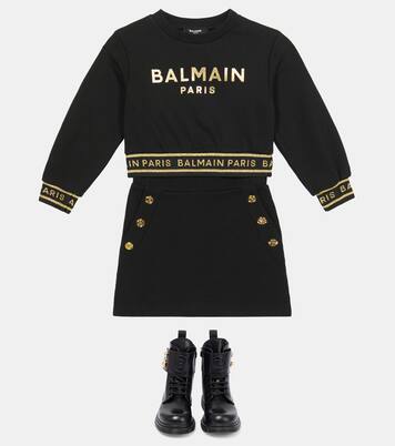 Logo leather ankle boots | Balmain Kids
