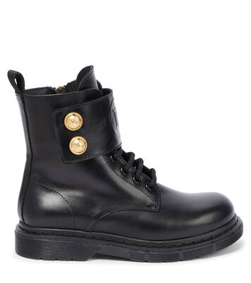 Logo leather ankle boots | Balmain Kids