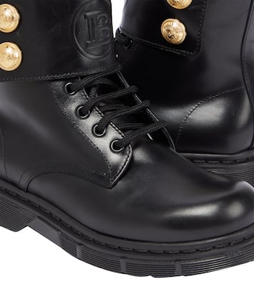 Logo leather ankle boots | Balmain Kids