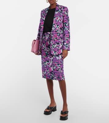 Jupe midi embossée à fleurs | Dries Van Noten