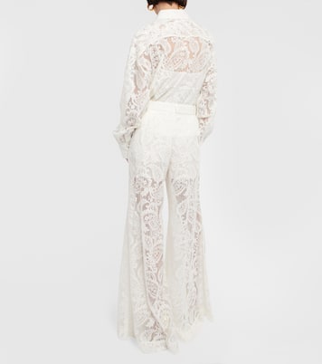 Pantalon ample à taille haute brodé en coton mélangé | Zimmermann