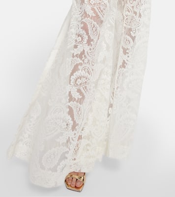 Pantalon ample à taille haute brodé en coton mélangé | Zimmermann