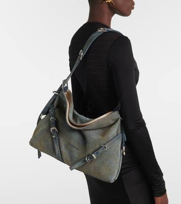 Borsa a spalla Voyou Medium in denim | Givenchy