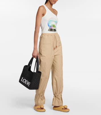 Tote Medium Paula's Ibiza de rafia con logo | Loewe