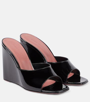Wedge-Pantoletten Lupita aus Lackleder | Amina Muaddi