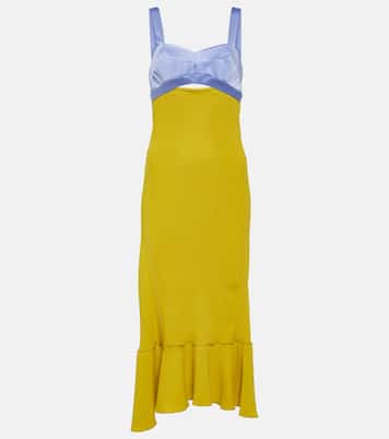 Abito midi in raso e cady | Victoria Beckham