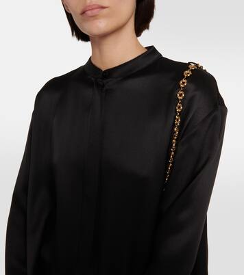 Verziertes Hemdblusenkleid aus Seidensatin | Loewe