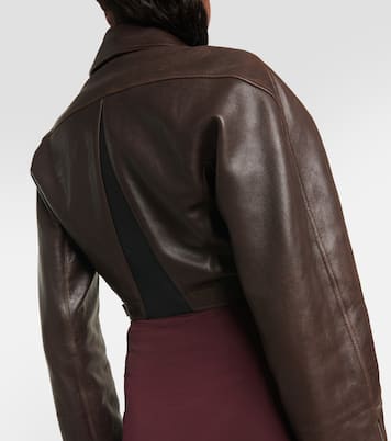 Giacca biker cropped in pelle | Alaïa