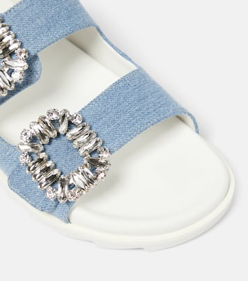 Slidy Viv' embellished denim sandals | Roger Vivier
