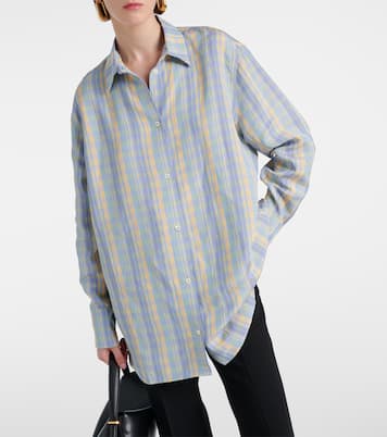 Checked oversized linen-blend shirt | Toteme