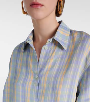 Checked oversized linen-blend shirt | Toteme
