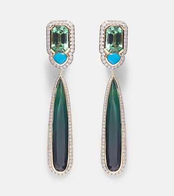 Boucles d'oreilles Quarta en or 18 ct, tourmalines, turquoise et diamants | Marina B