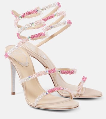 Sandalen Cinderella aus Leder mit Kristallen | Rene Caovilla