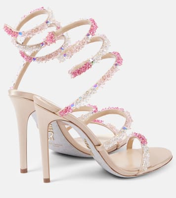 Sandalen Cinderella aus Leder mit Kristallen | Rene Caovilla