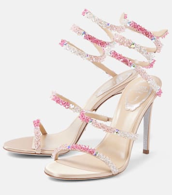 Sandalen Cinderella aus Leder mit Kristallen | Rene Caovilla