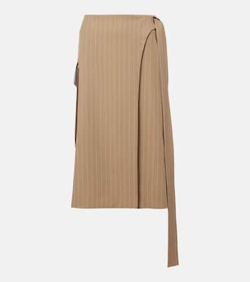 Jupe midi en laine à fines rayures | Victoria Beckham