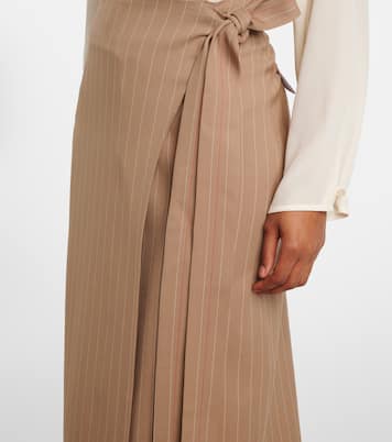Jupe midi en laine à fines rayures | Victoria Beckham