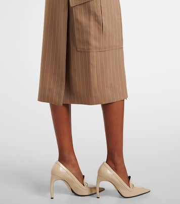 Jupe midi en laine à fines rayures | Victoria Beckham