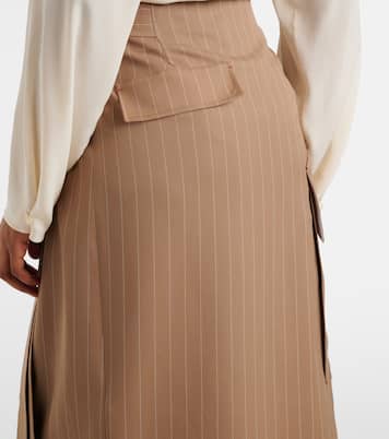 Jupe midi en laine à fines rayures | Victoria Beckham