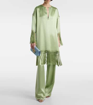Pantaloni a gamba larga in duchesse di seta | Valentino