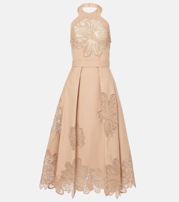 Abito midi in gabardine con ricamo | Elie Saab