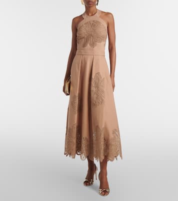 Abito midi in gabardine con ricamo | Elie Saab