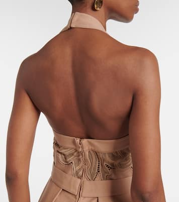 Abito midi in gabardine con ricamo | Elie Saab