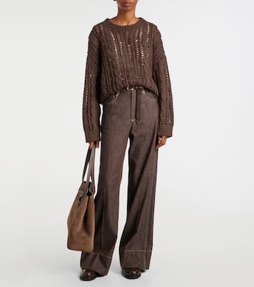 Jeans a gamba larga e vita media | Brunello Cucinelli