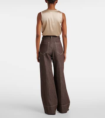 Jeans a gamba larga e vita media | Brunello Cucinelli