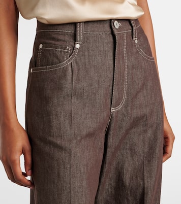 Jeans a gamba larga e vita media | Brunello Cucinelli