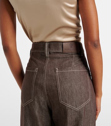 Jeans a gamba larga e vita media | Brunello Cucinelli